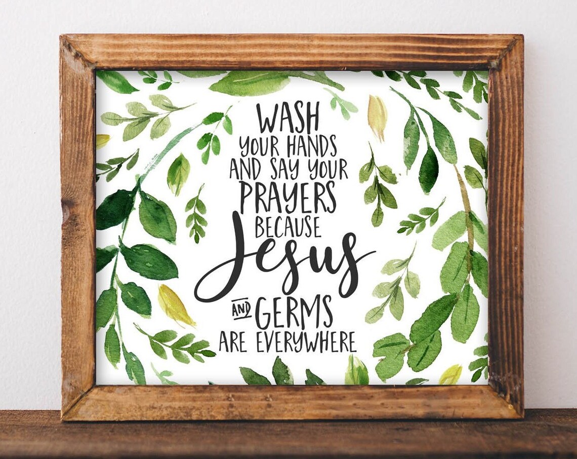 Wash Your Hands And Say Prayers Bathroom Sign, Farmhouse Art Print
