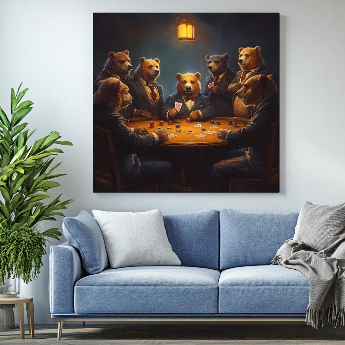 Bear Poker Night, Modern Animal Decor - Image 2