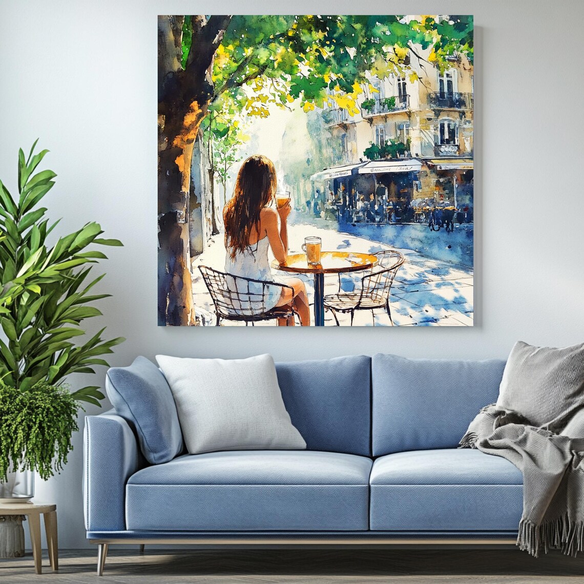 Woman Drinking Coffee, Vintage Paris Cafe Art Print - Image 2