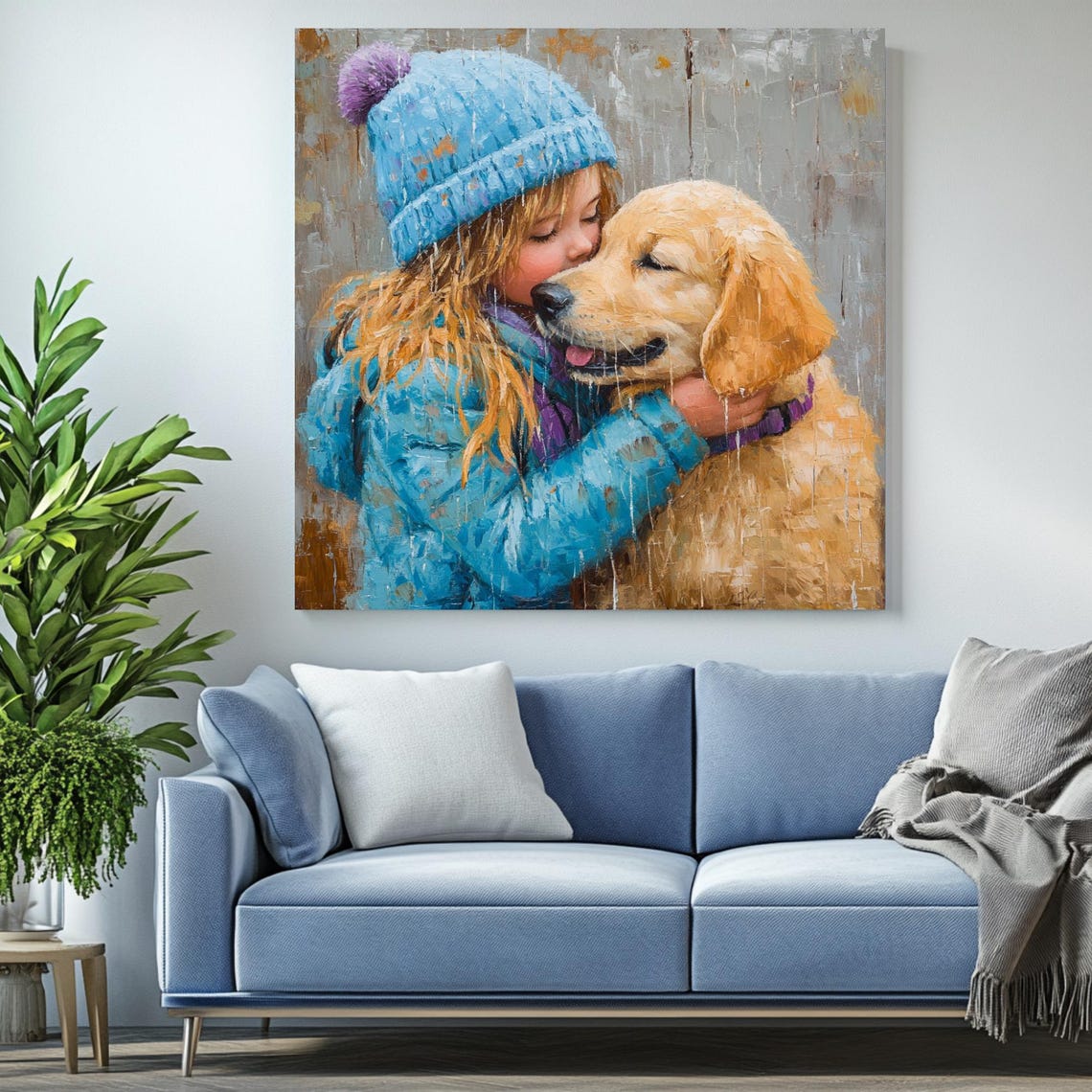 Dog And Girl Art Print, Minimalist Nursery Decor - Image 2