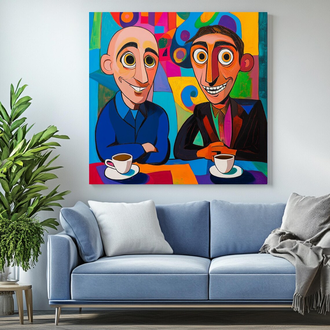 Abstract Coffee Art, Colorful Cafe Scene - Image 2