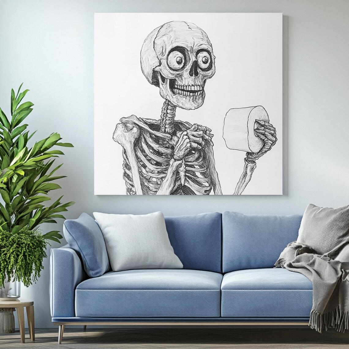 Skeleton Holding Toilet Paper, Funny Bathroom Decor - Image 2
