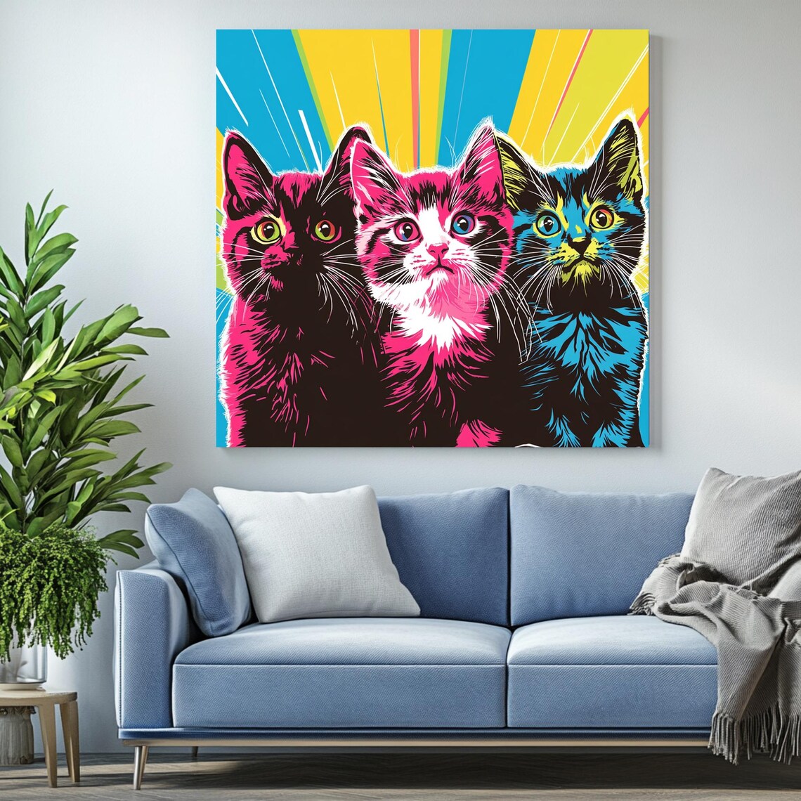 Cats Wall Art, Modern Cat Home Decor - Image 2