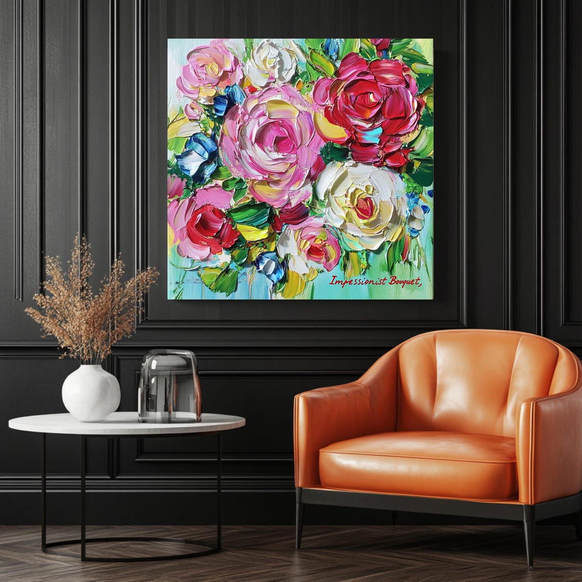 Impasto Flower Art Print, Textured Floral Impressionist - Image 3