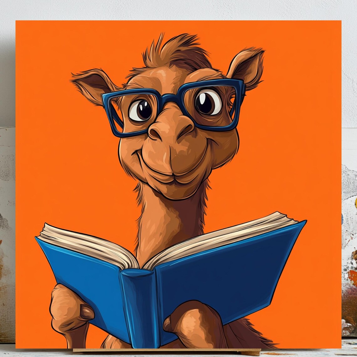 Camel With Glasses Art Print, Library Decor