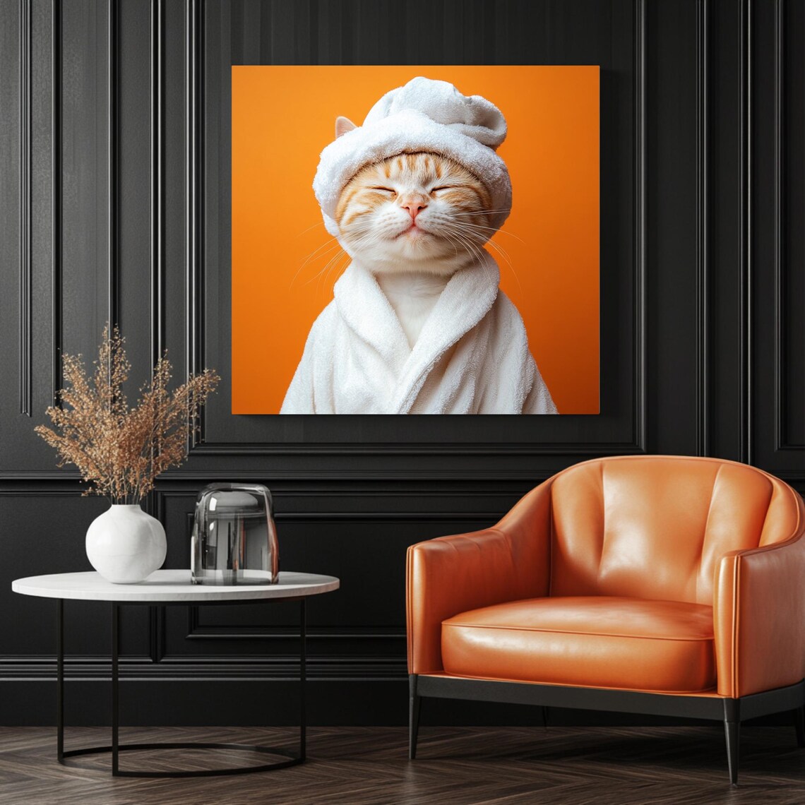 Cat Bathrobe, Modern Cat Lover Gift Poster - Image 3