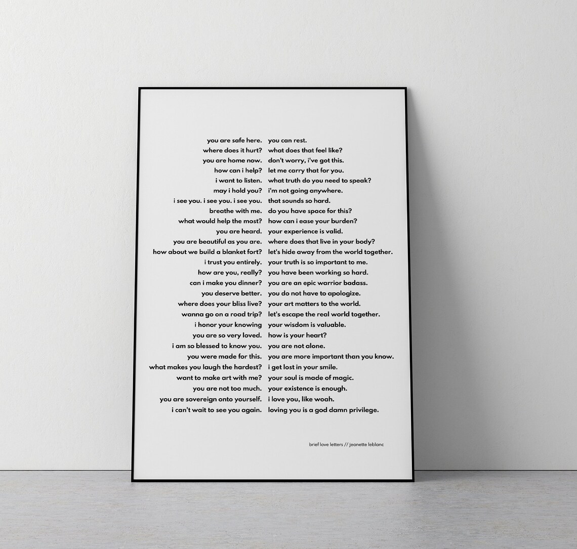 Love Letters Inspirational Typography Art Print