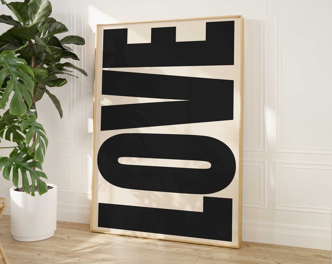 Love Typography Poster, Retro Neutral Wall Art