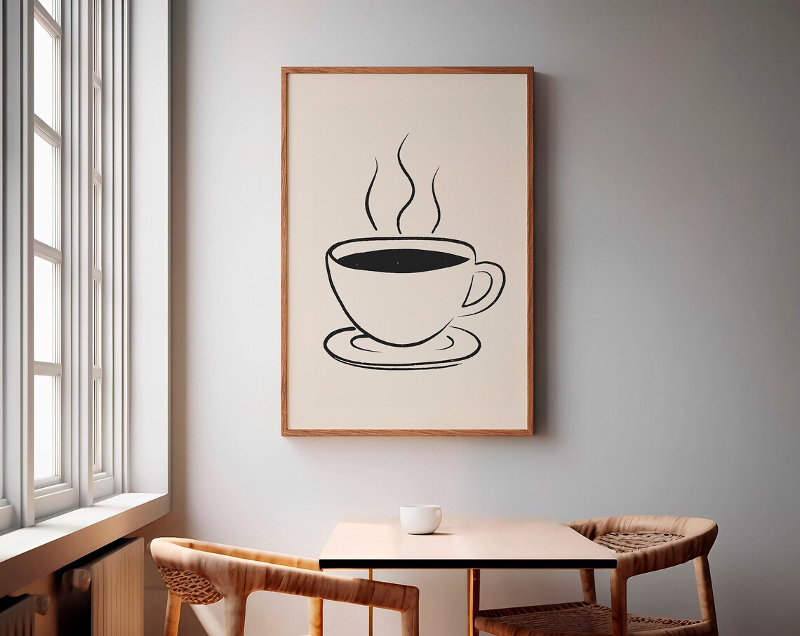 Coffee Cup Art Print, Coffee Bar Kitchen Decor