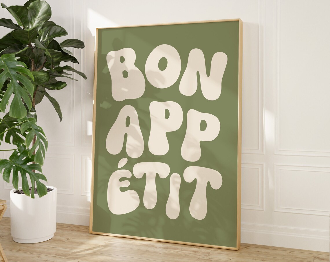 Bon Appetit Typography Art Print, Kitchen Wall Decor