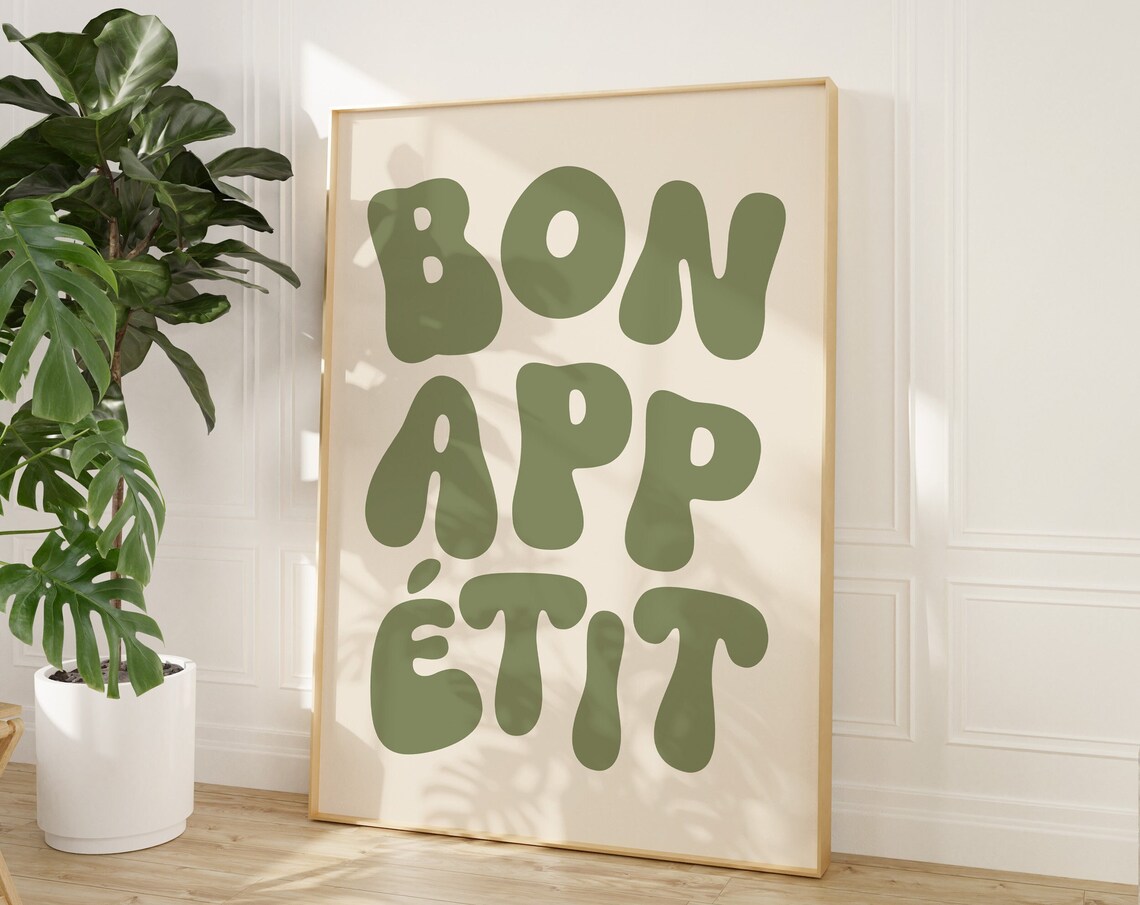 Bon Appetit Typography Poster, French Kitchen Decor - Image 2