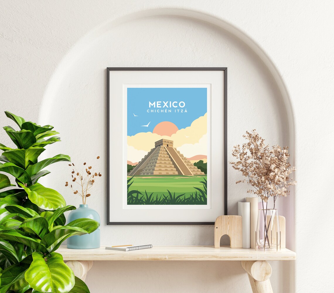 Chichen Itza Mayan Pyramid Sunrise Mexico Yucatan Travel Poster - Image 2