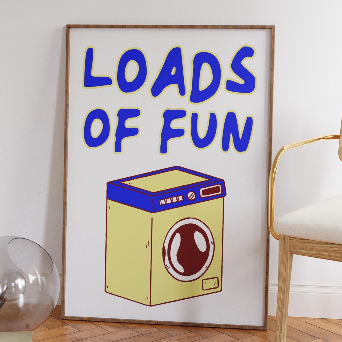 Loads of Fun Laundry Retro Washing Machine Laundry Room Poster