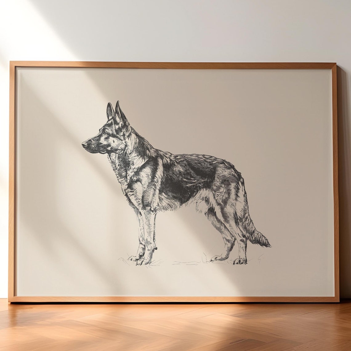 Vintage German Shepherd Poster Dog Vintage Print Dog Wall Decor Antique Vintage Painting Country Wall Art Dog Sketch Farmhouse Print
