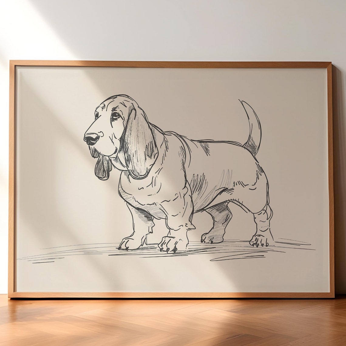 Basset Hound Vintage Print Dog Vintage Poster Dog Wall Art Decor Antique Vintage Painting Country Wall Art Dog Drawing Farmhouse Print