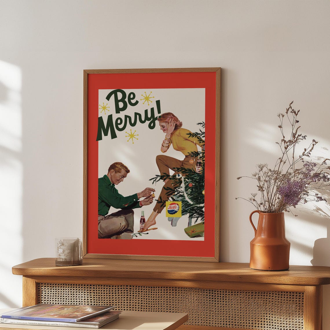 Retro Be Merry Pepsi Christmas Tree Party Holiday Ad Art Print - Image 2