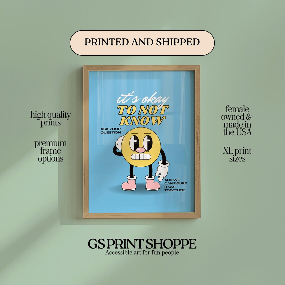 It Is Okay To Not Know Retro Smiley Face Encouragement Poster