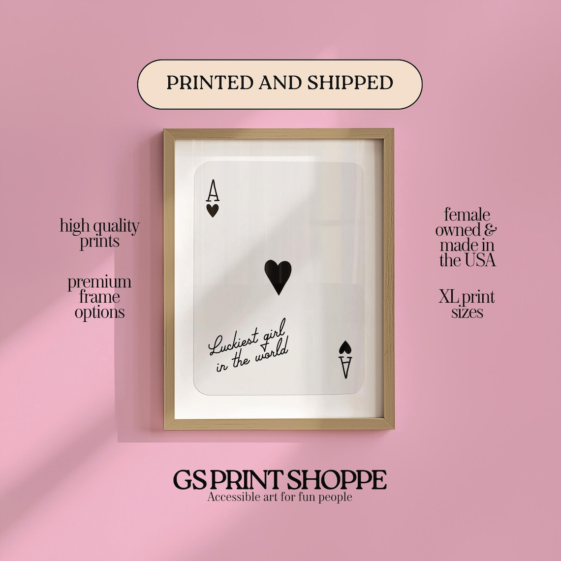 Luckiest Girl In The World Black Ace Of Hearts Card Script Poster