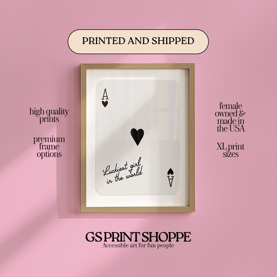 Luckiest Girl In The World Ace Playing Card Vertical Black Art Print