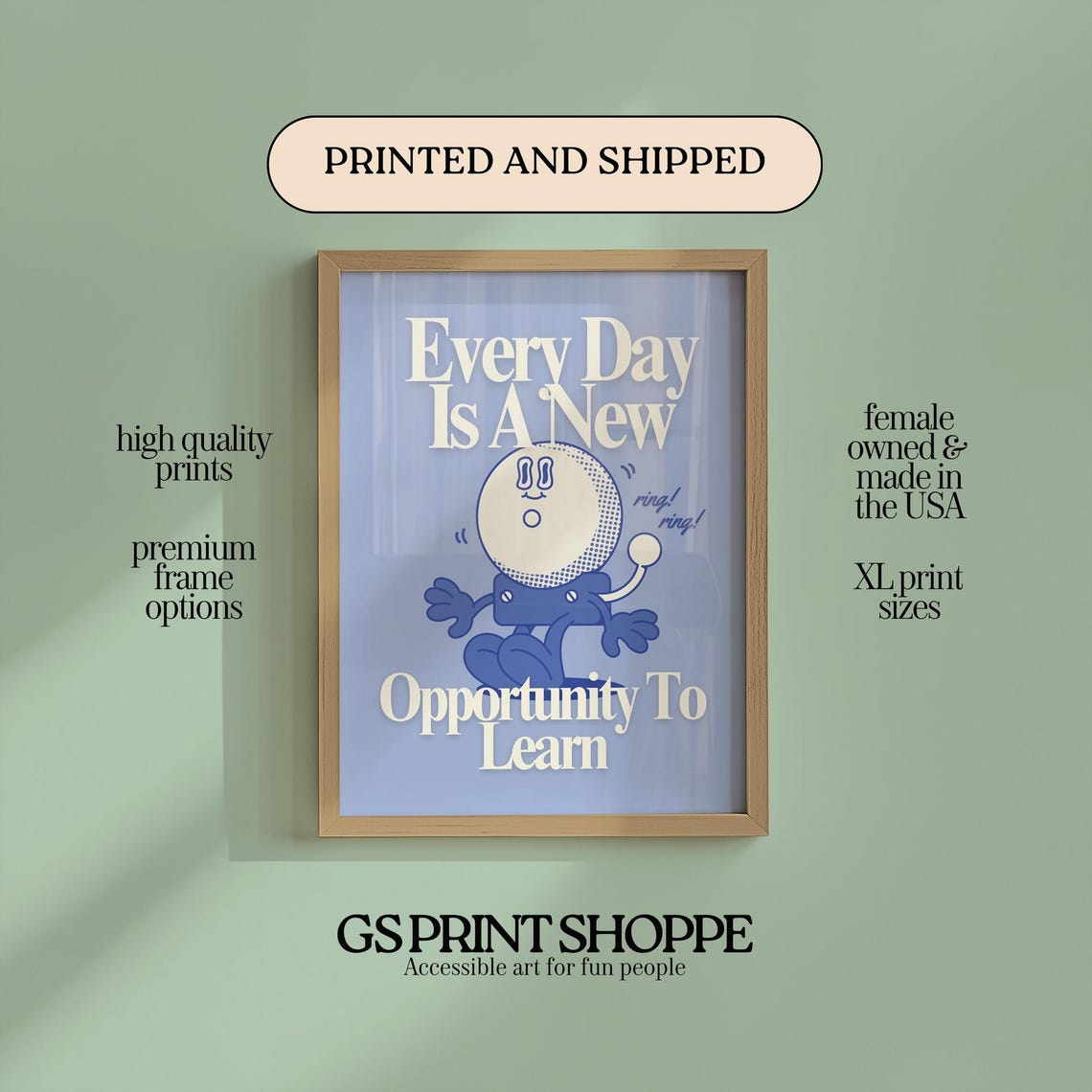 Every Day New Opportunity Learn Poster Cute Alarm Clock Quote