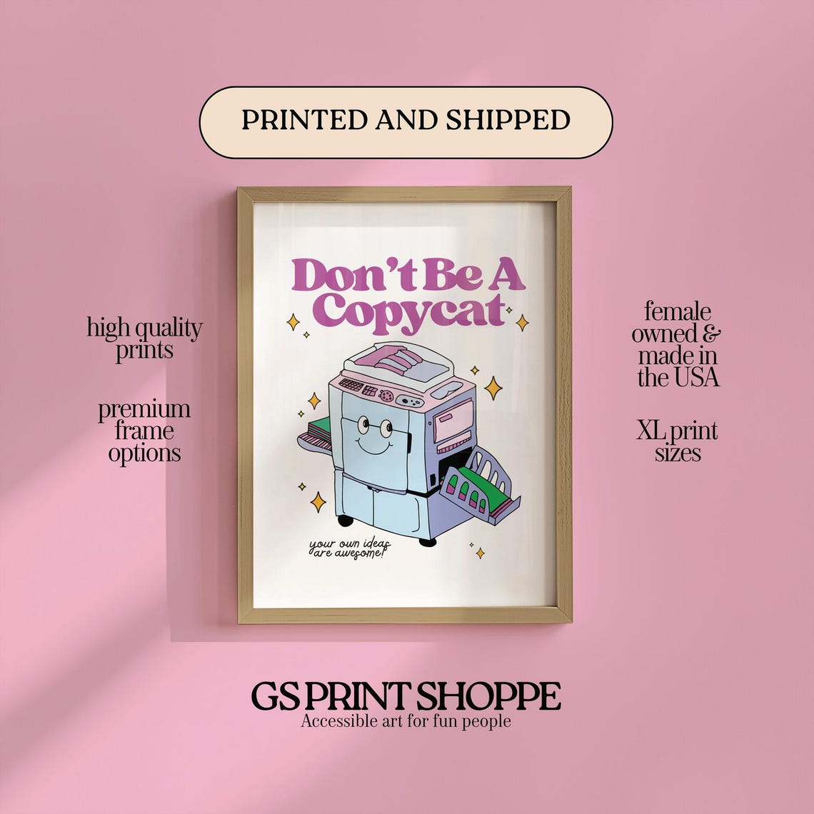 Do Not Be A Copycat Retro Cartoon Copier Originality Quote Poster