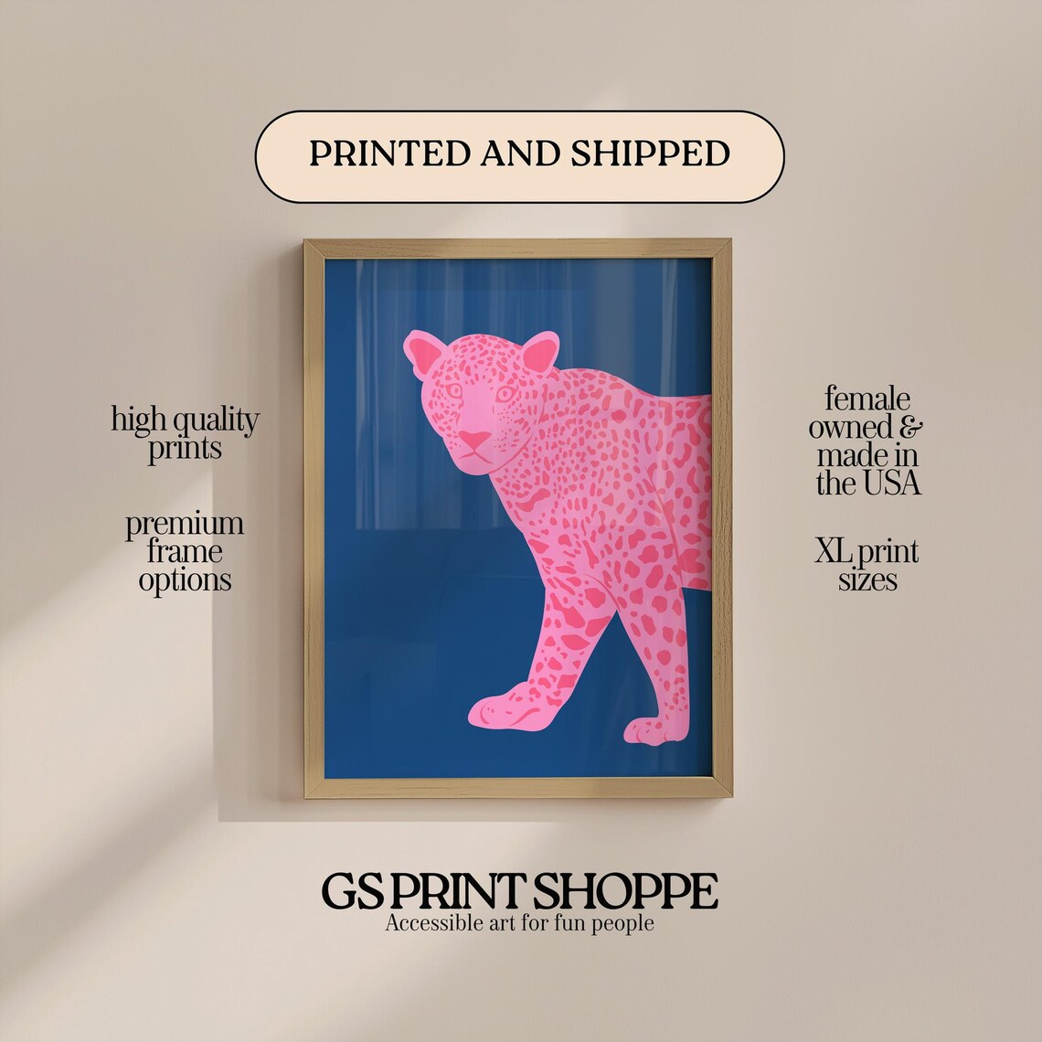 Pink And Blue Leopard Vertical Art Print
