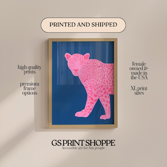 Pink And Blue Leopard Vertical Art Print