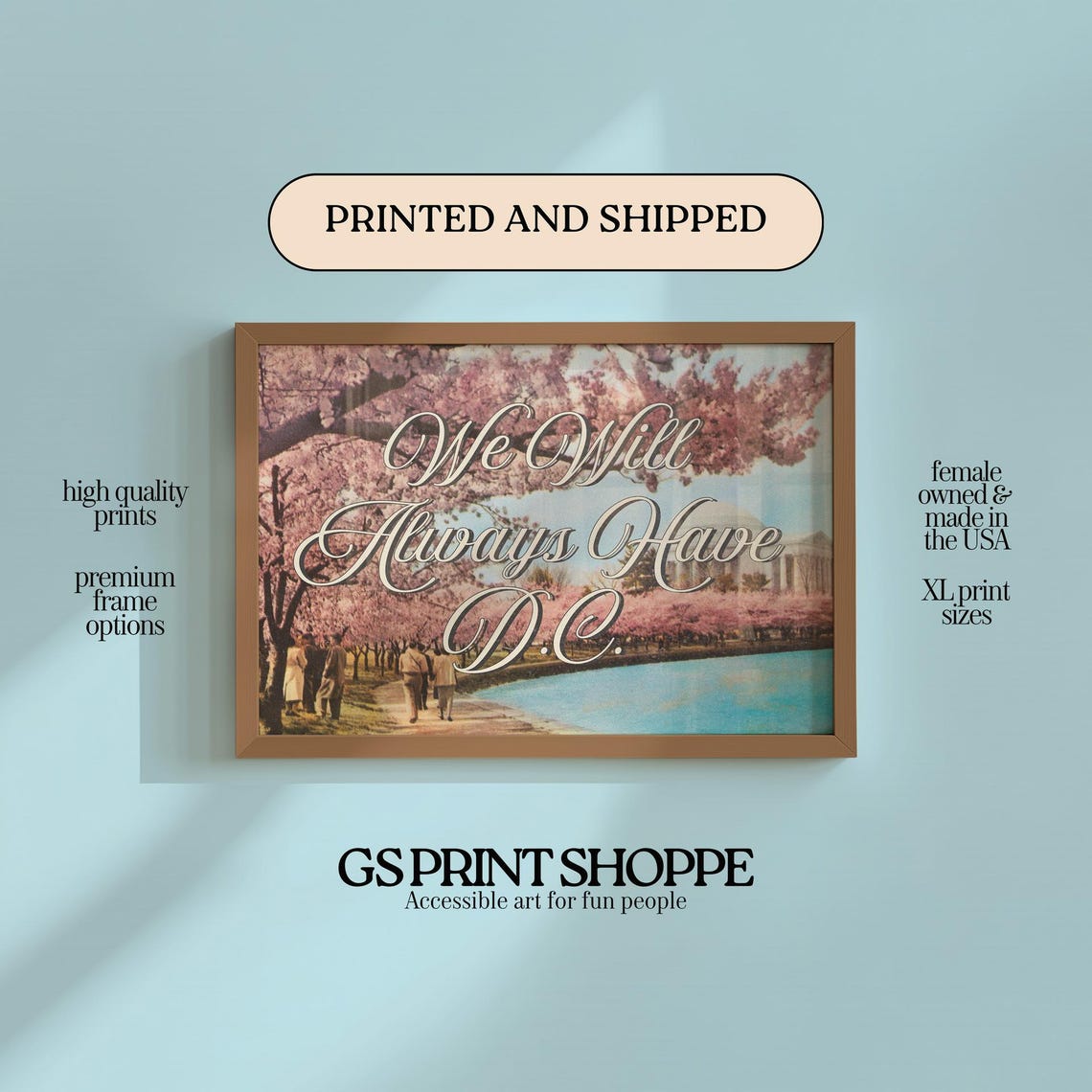 We Will Always Have DC Cherry Blossom Vintage Photo Script Art Poster