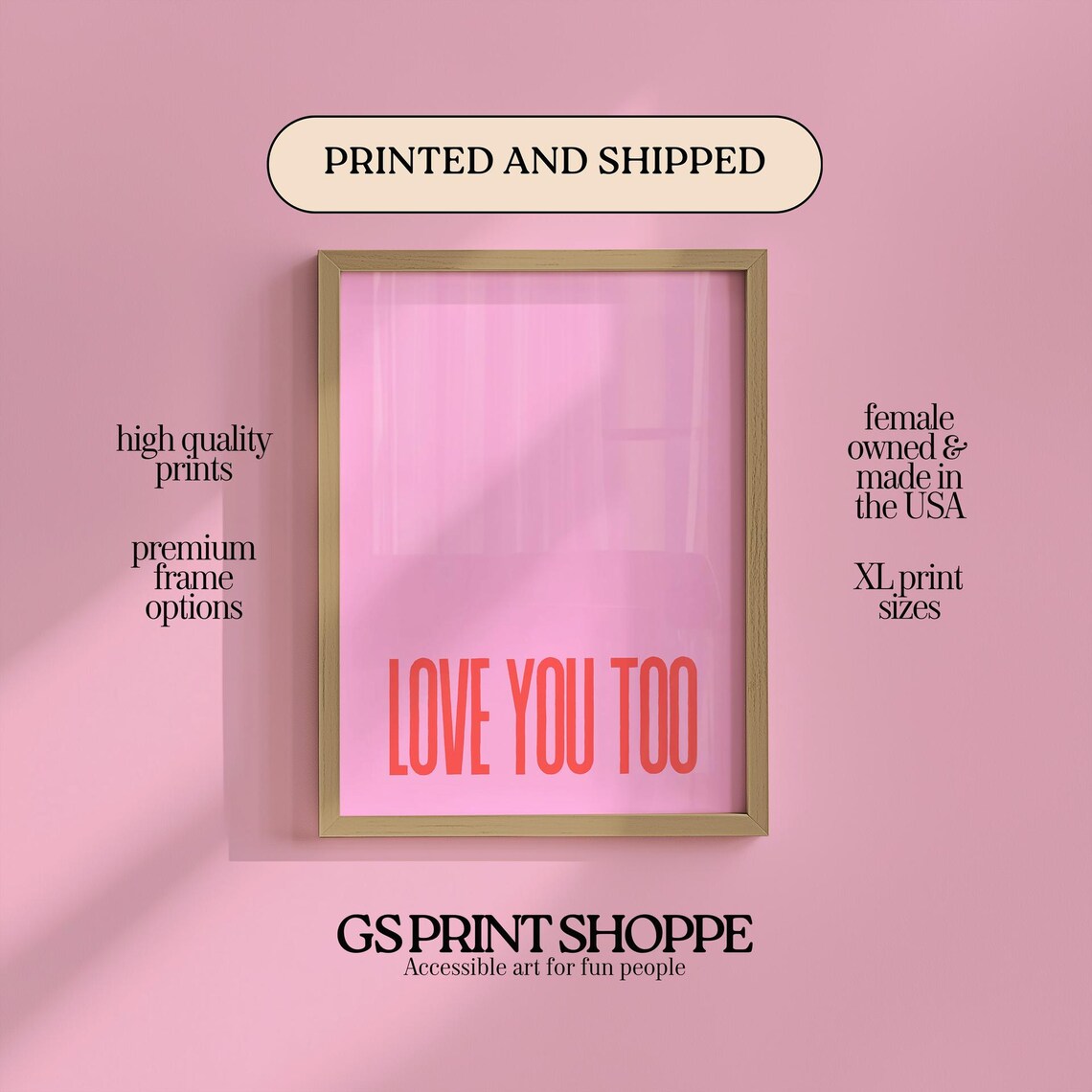 Love You Too, Vertical Valentine Quote