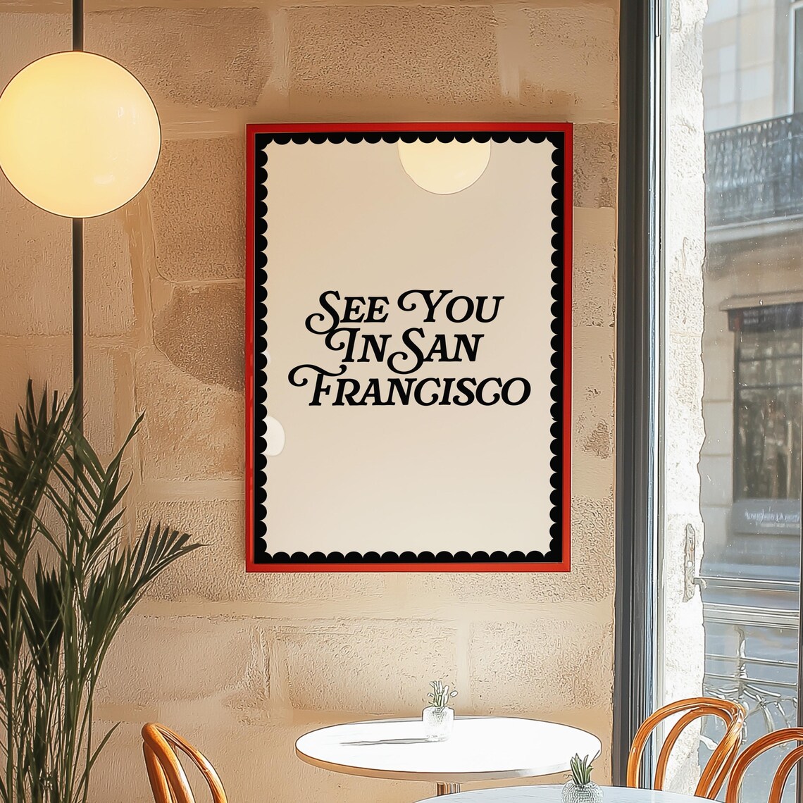 See You In San Francisco Retro Typography Cream Black Travel Poster