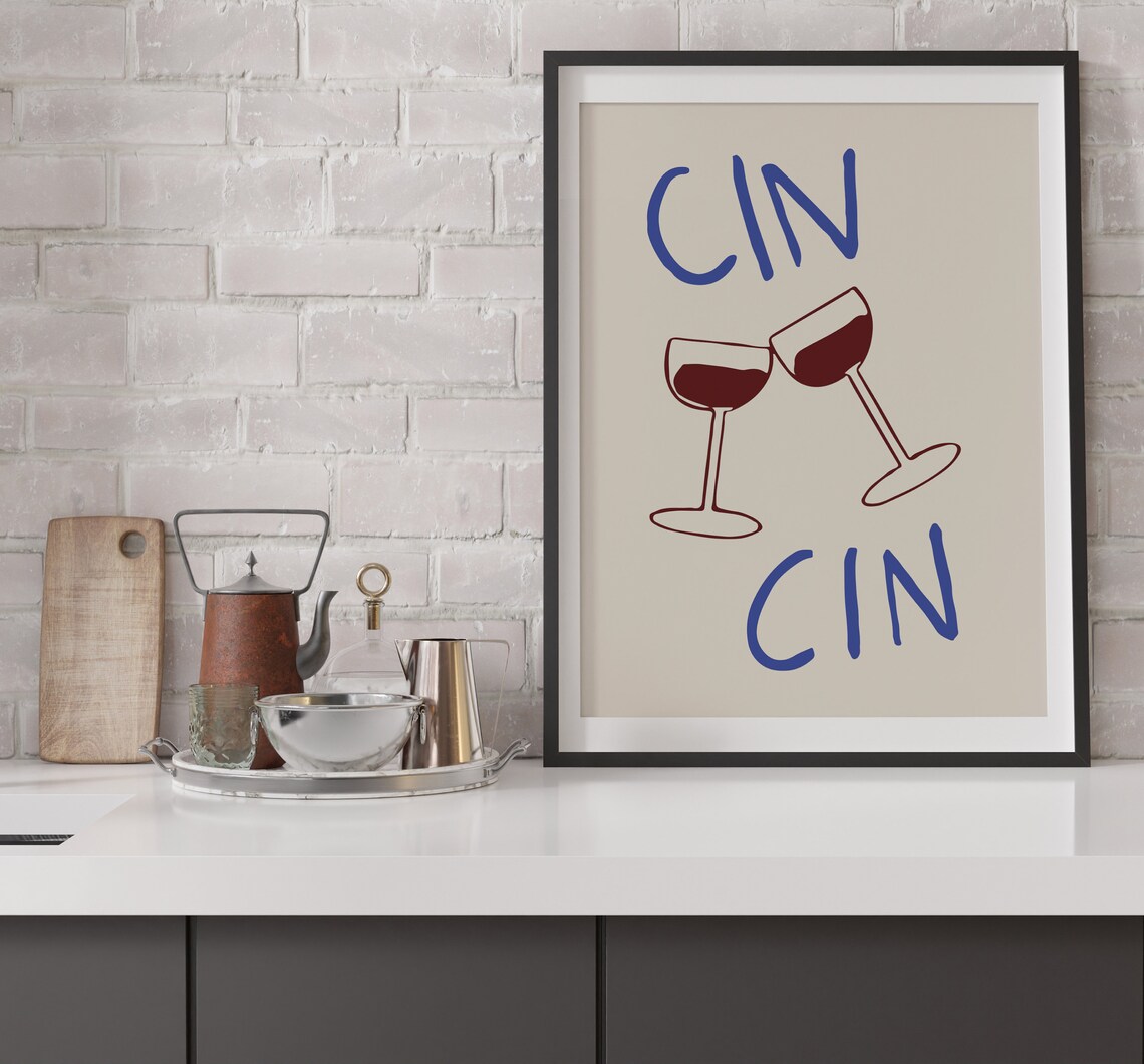Cin Cin Cheers Wine Glasses Kitchen Art Print - Image 5
