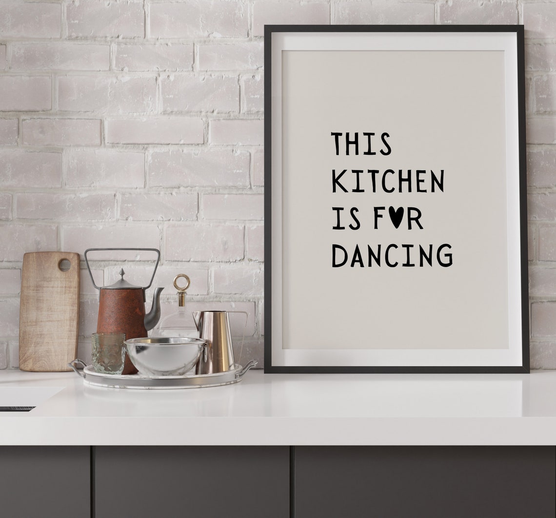 This Kitchen Is For Dancing Black Typography Minimalist Poster - Image 3