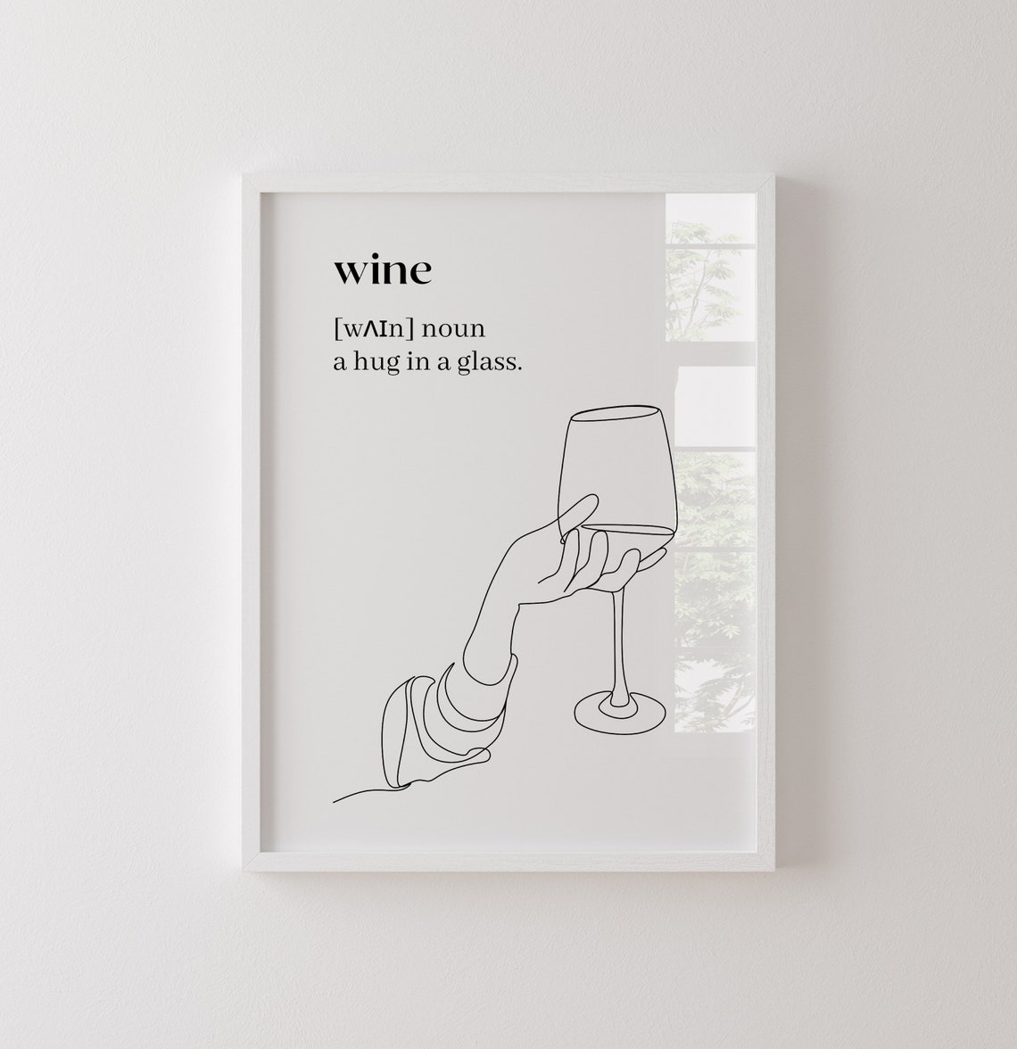 Wine Definition Hug In A Glass Home Bar Line Art Decor Poster