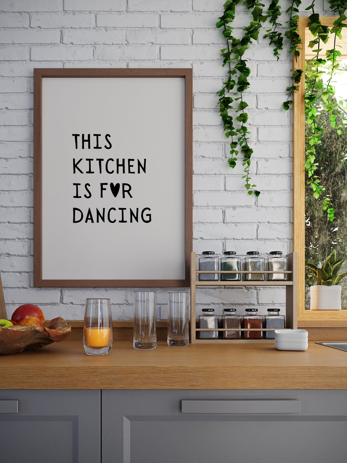 This Kitchen Is For Dancing Black Typography Minimalist Poster - Image 4