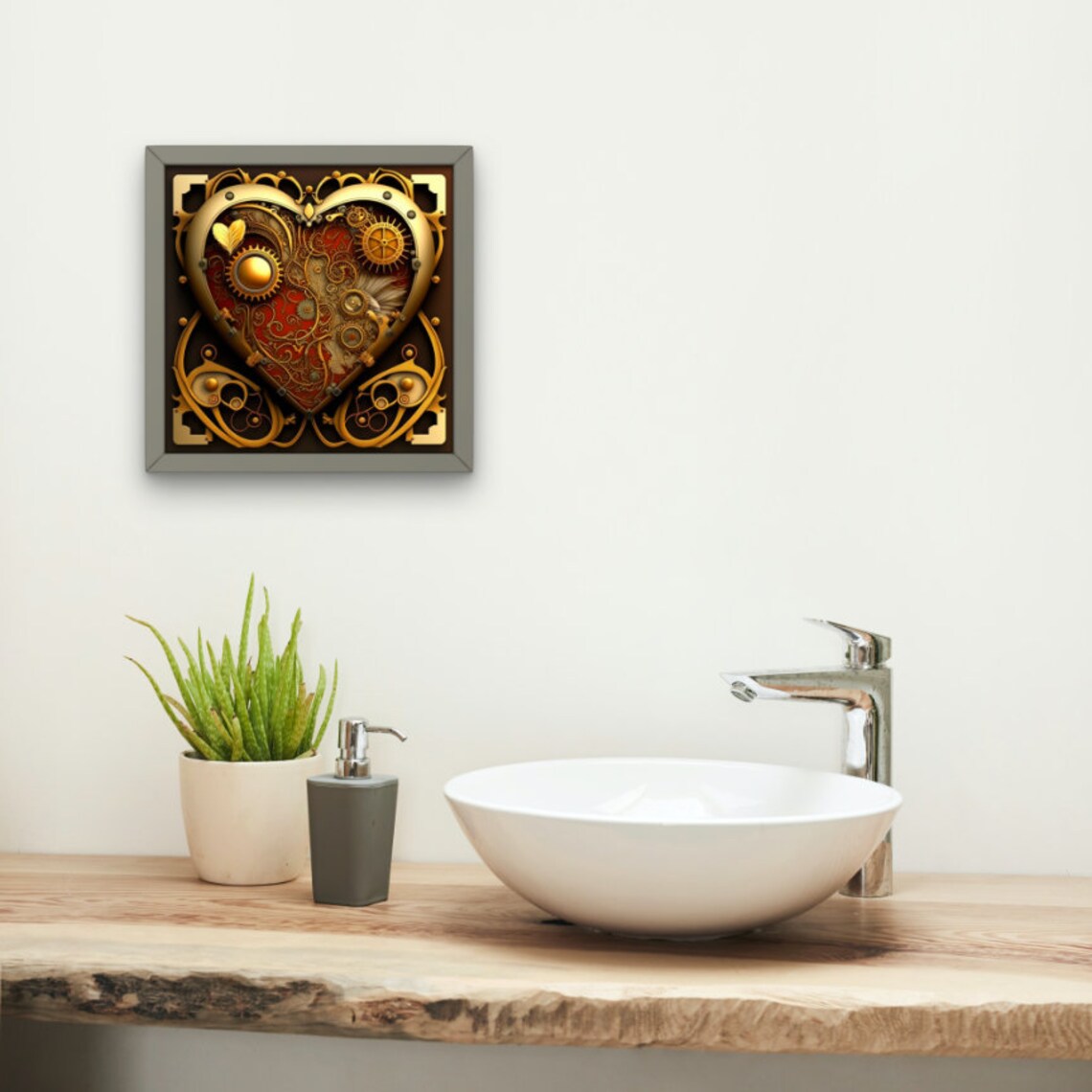 Steampunk Mechanical Heart, Industrial Art Decor - Image 4