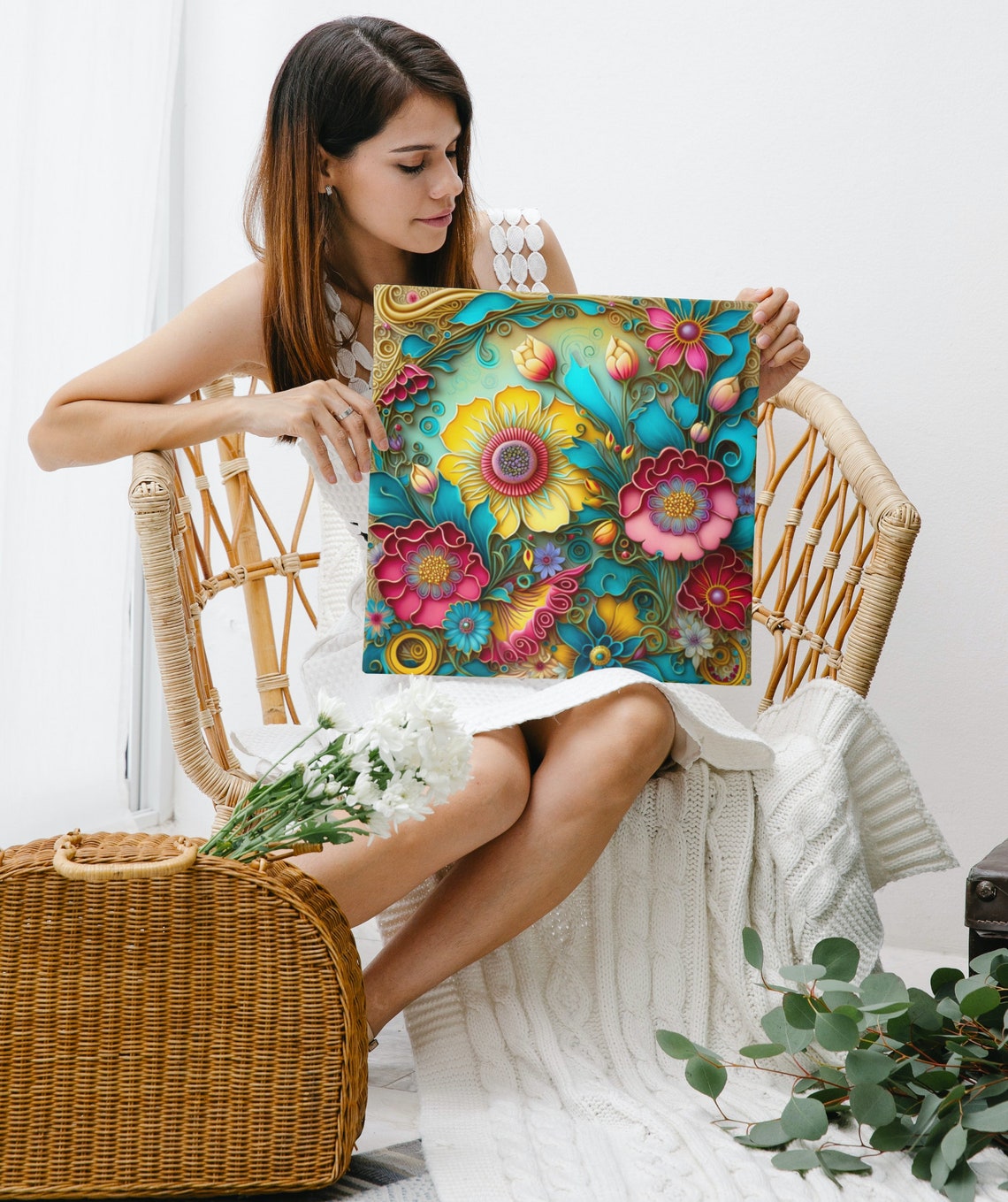 Vibrant Quilled Flower Garden Dimensional Paper Bloom Art Poster - Image 4