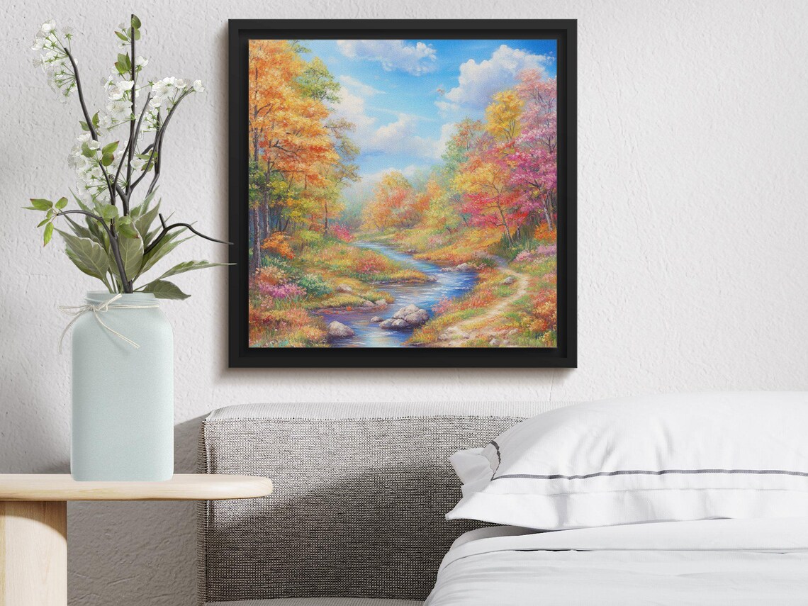 Autumn River Colorful Fall Forest Stream Rocks Scenic Nature Poster - Image 3