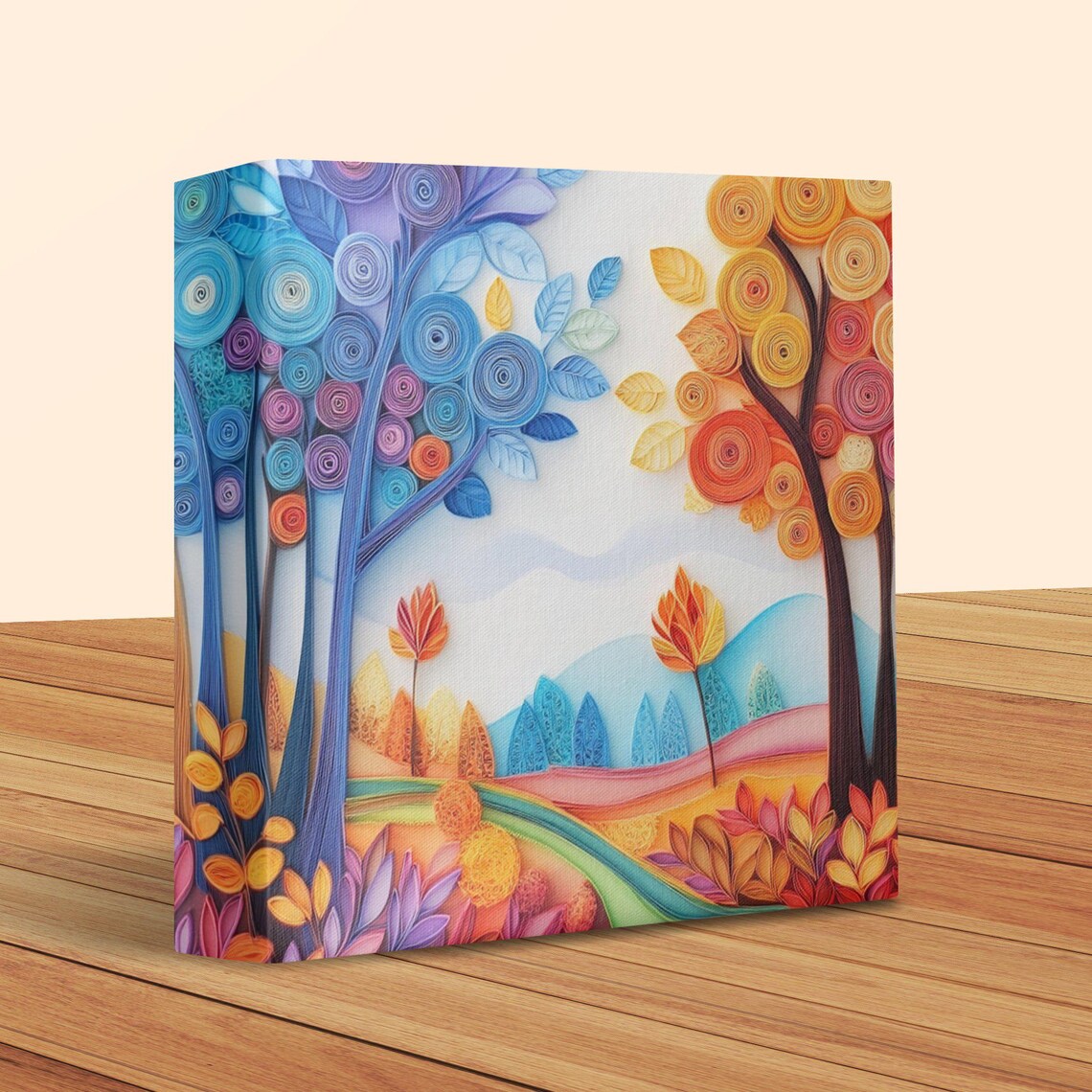 Colorful Forest Landscape, Rainbow Autumn Trees - Image 2