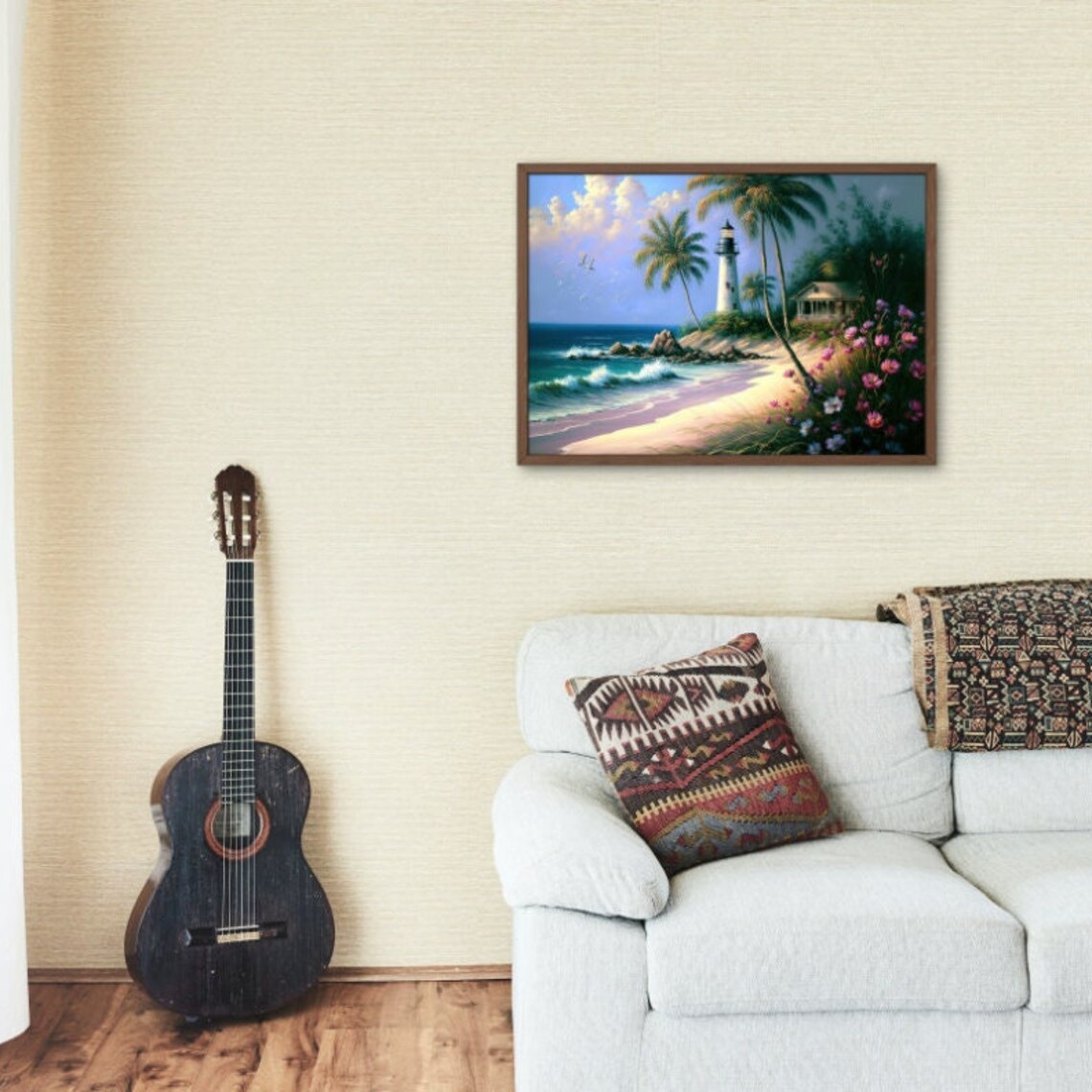 Lighthouse On A Tropical Beach, Nautical Landscape - Image 3
