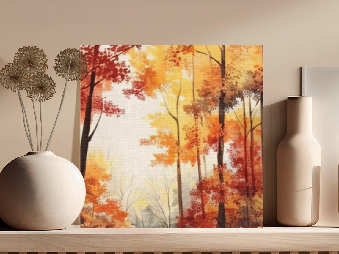 Autumn Forest Path Surrounded by Red and Orange Foliage Poster - Image 3