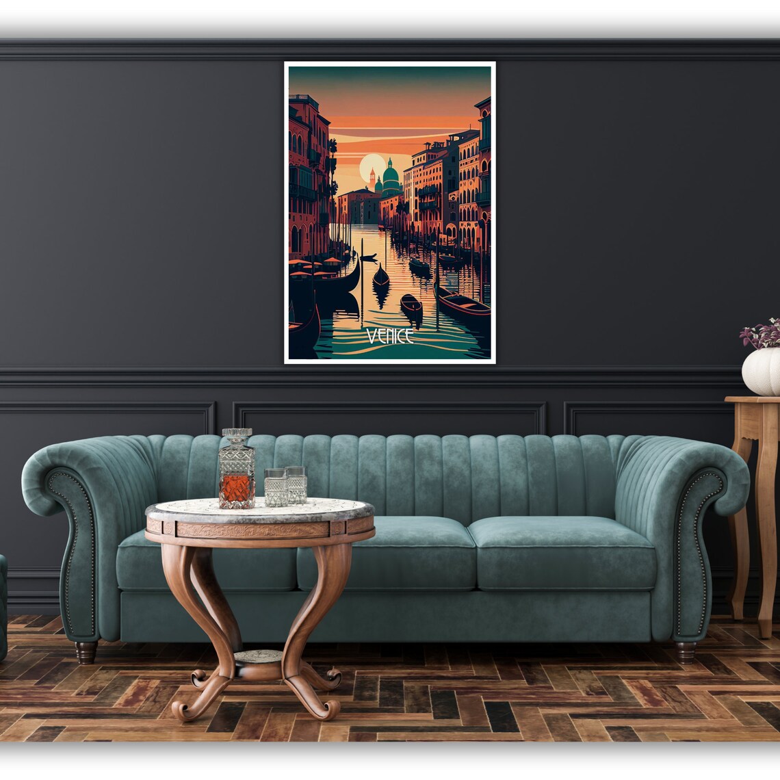 Venice Italy Grand Canal Gondolas Sunset Vintage Travel Poster - Image 4