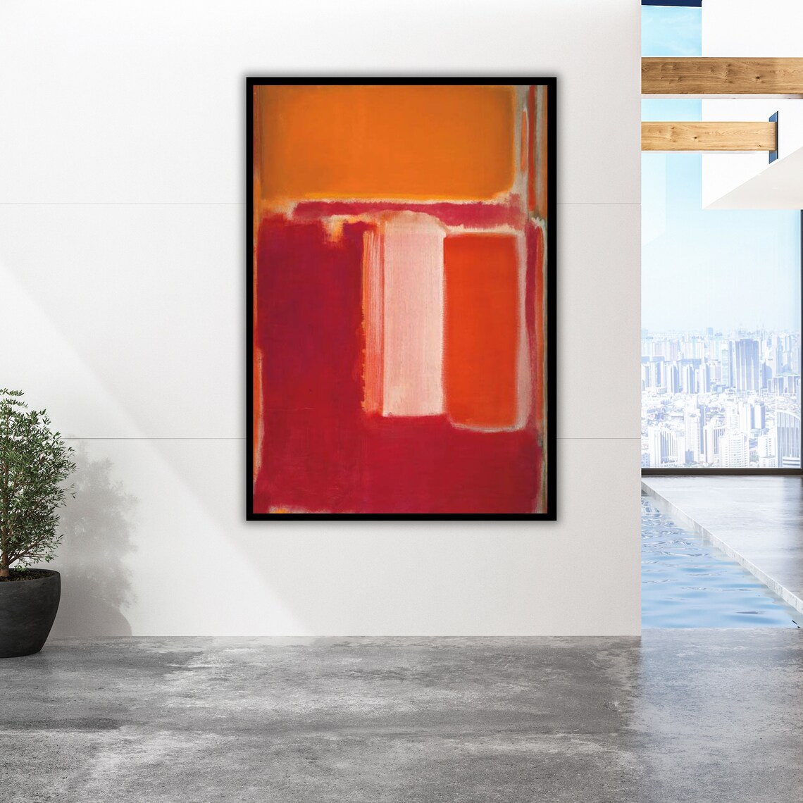 Mark Rothko Orange Art Print Abstract Wall Art Modern Painting Ready To Hang Framed - Image 4