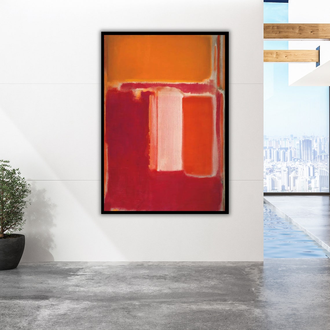 Rothko Style Orange Red Abstract Color Field Modern Art Wall Poster - Image 4