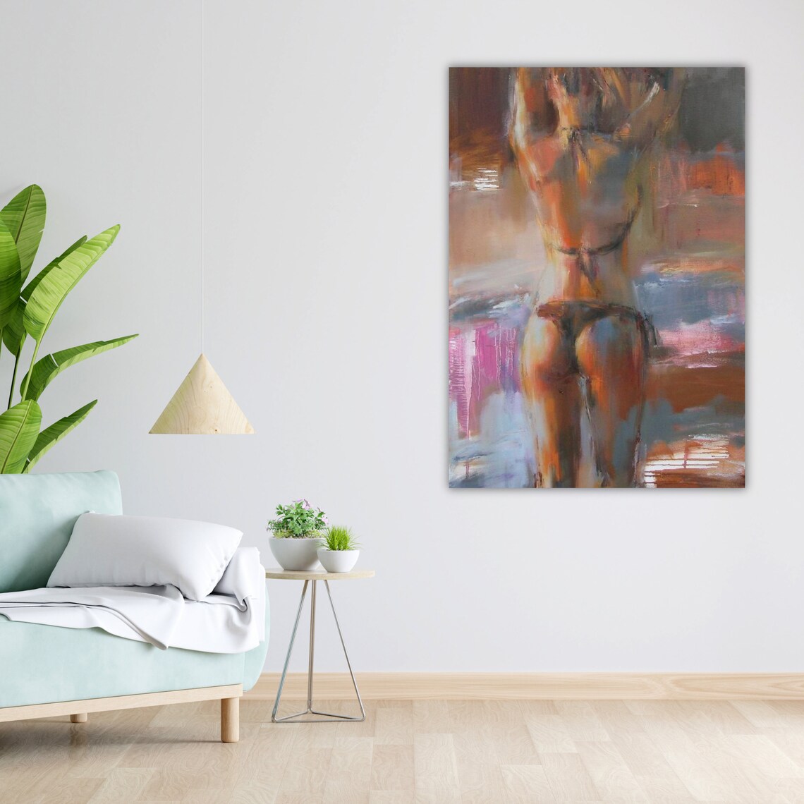 Woman In Water Impressionist Painting Coral Pink Soft Figurative Art Poster - Image 4