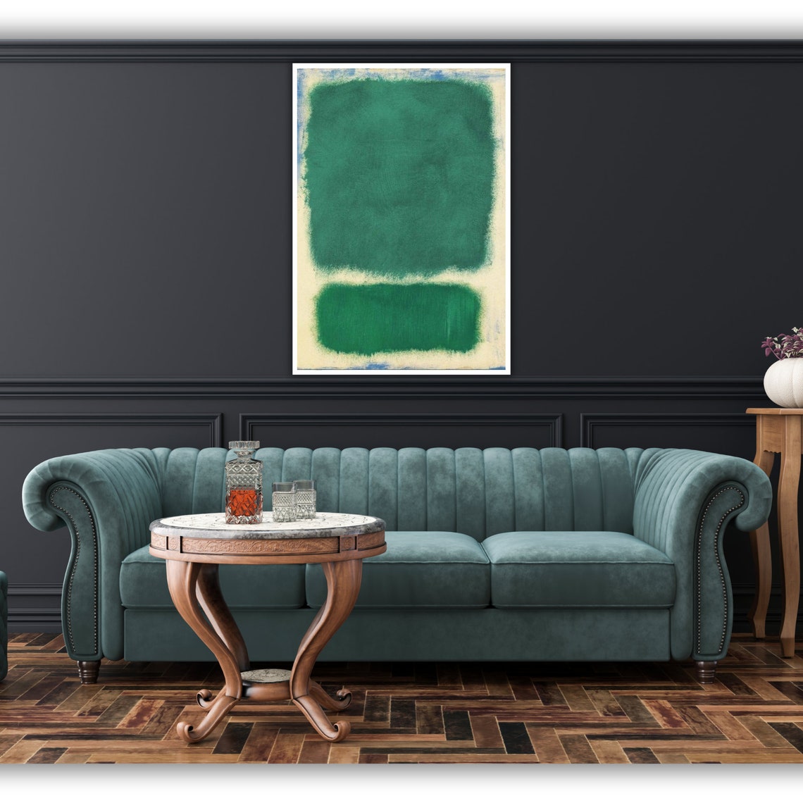 Emerald Green Rothko Inspired Color Field Abstract Art Poster - Image 3