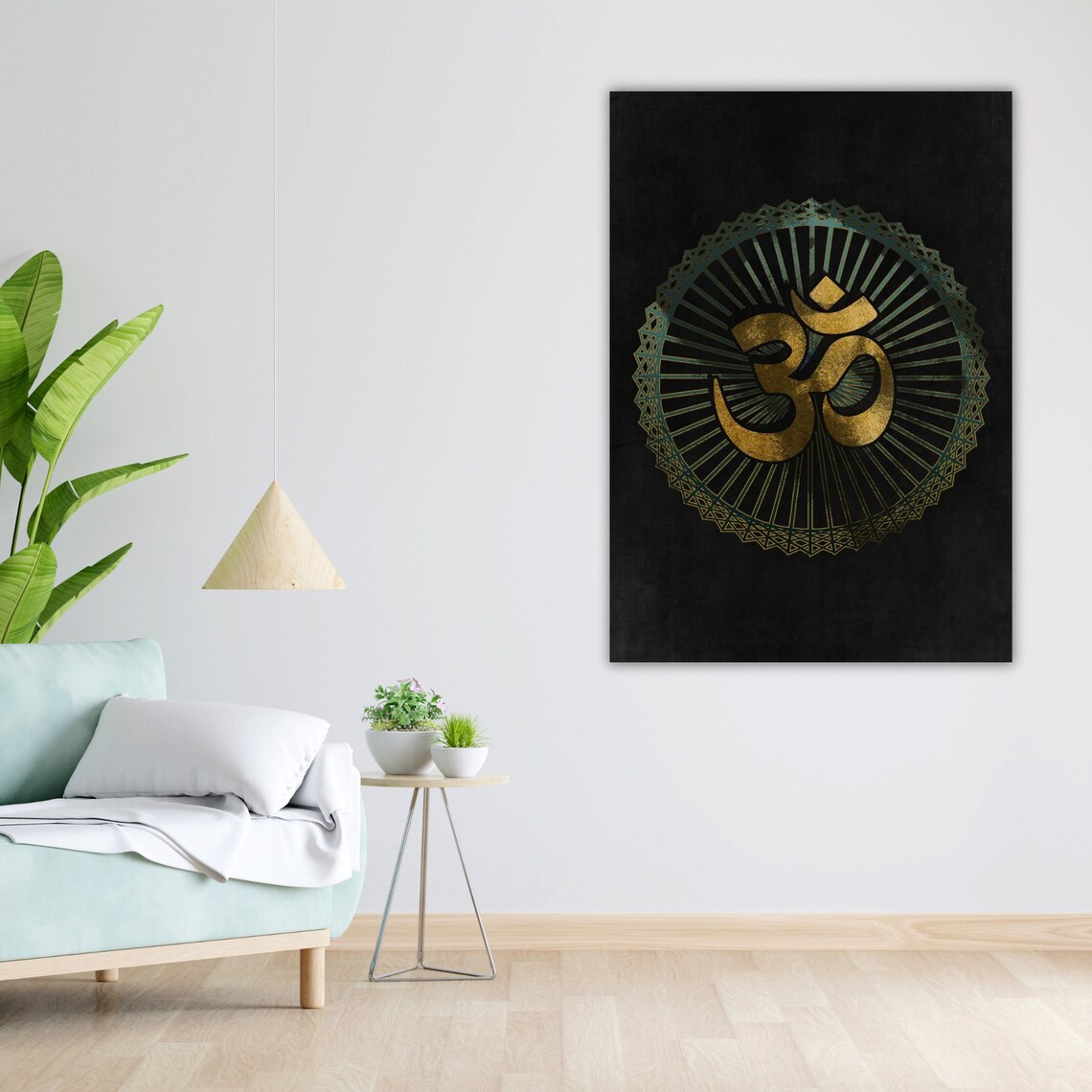 Golden Om Symbol Mandala Black Background Spiritual Meditation Poster - Image 5