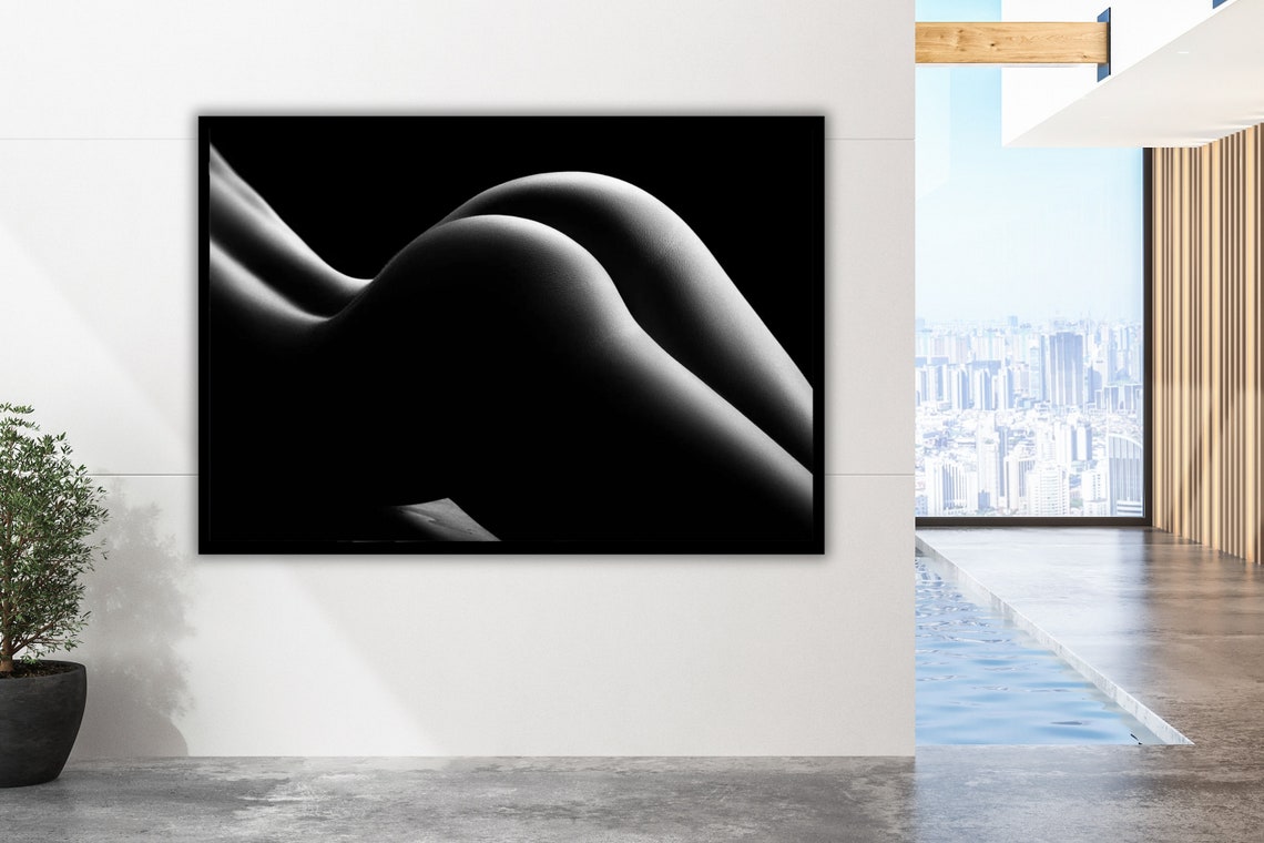 Black And White Curved Form Bodyscape Minimal Abstract Nude Poster - Image 2