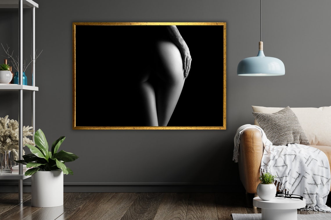 Black And White Nude Rear Silhouette Bodyscape Elegant Fine Art Poster - Image 5