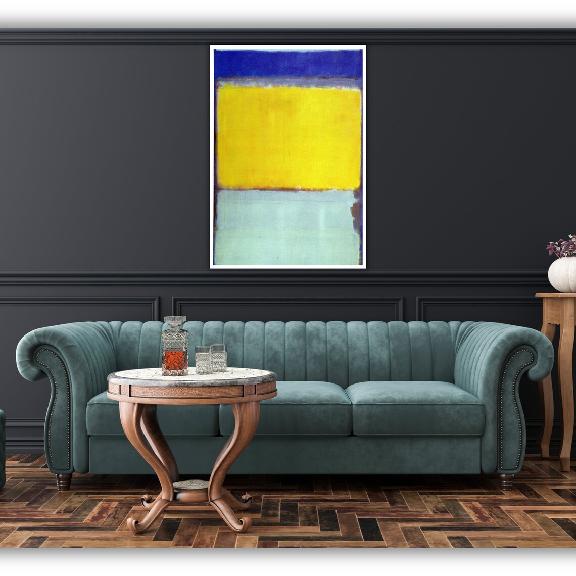 Blue Yellow Green Rothko Inspired Color Block Abstract Art Poster - Image 4