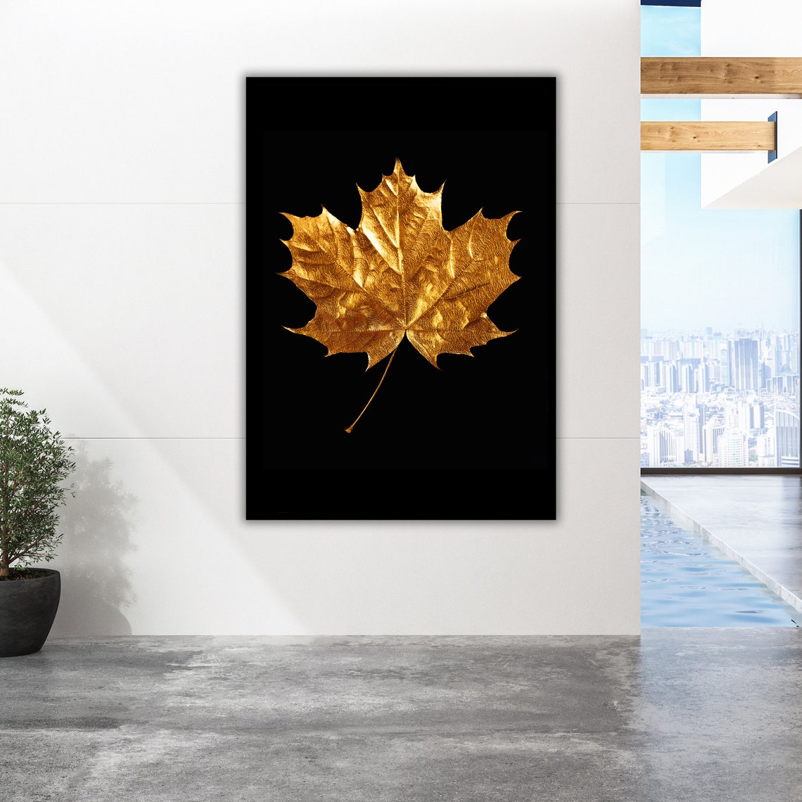 Gold Leaf Maple Leaf Black Background Luxury Metallic Art Wall Poster - Image 5